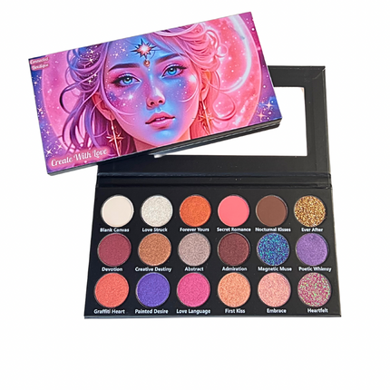 Connected Boutique - Create With Love 18‑Shade Eyeshadow Palette – Mattes, Shimmers & Glitters