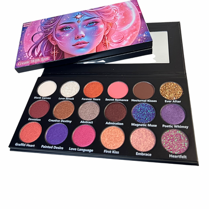 Connected Boutique - Create With Love 18‑Shade Eyeshadow Palette – Mattes, Shimmers & Glitters