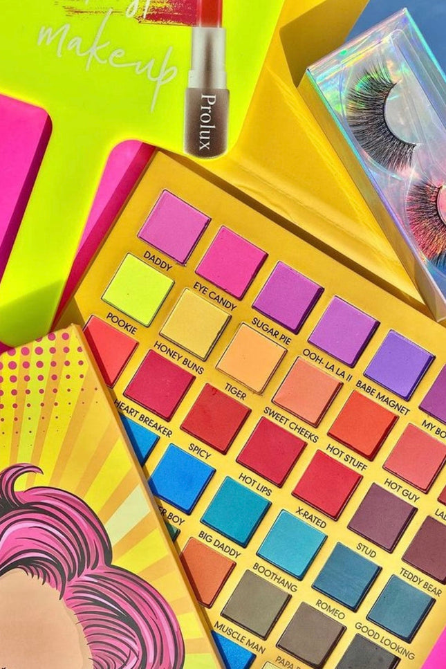 Prolux Cosmetics - Wow Bundle | Eyeshadow Palette & Neon Pink Brush Set