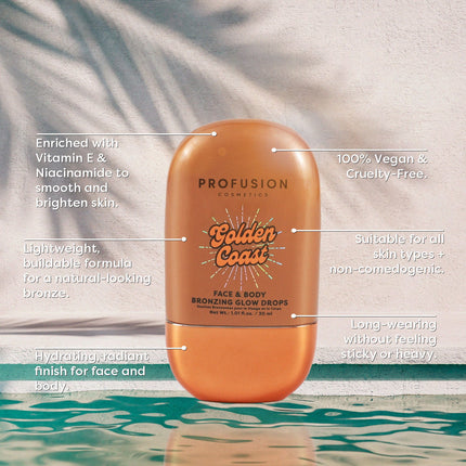 Profusion Cosmetics - Golden Coast - Face & Body Bronzing Glow Drops