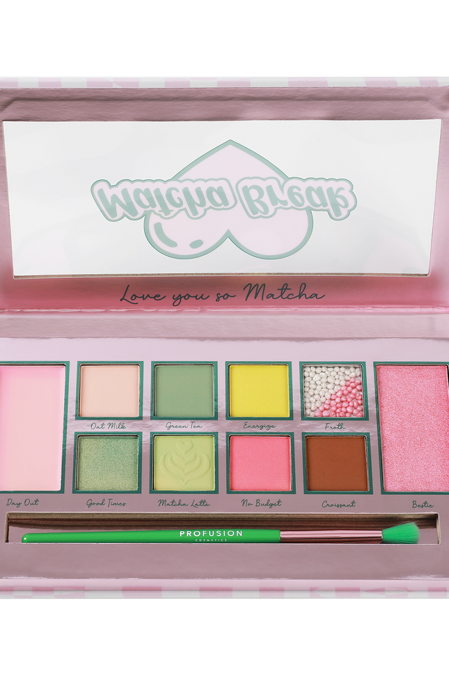 Profusion Cosmetics - Matcha Break 10 Shade Palette & Brush