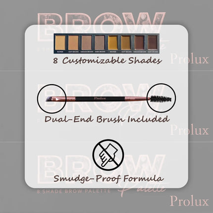 Prolux Cosmetics - Eyebrow Makeup Kits | 8 Shade Brow Palette with Brush