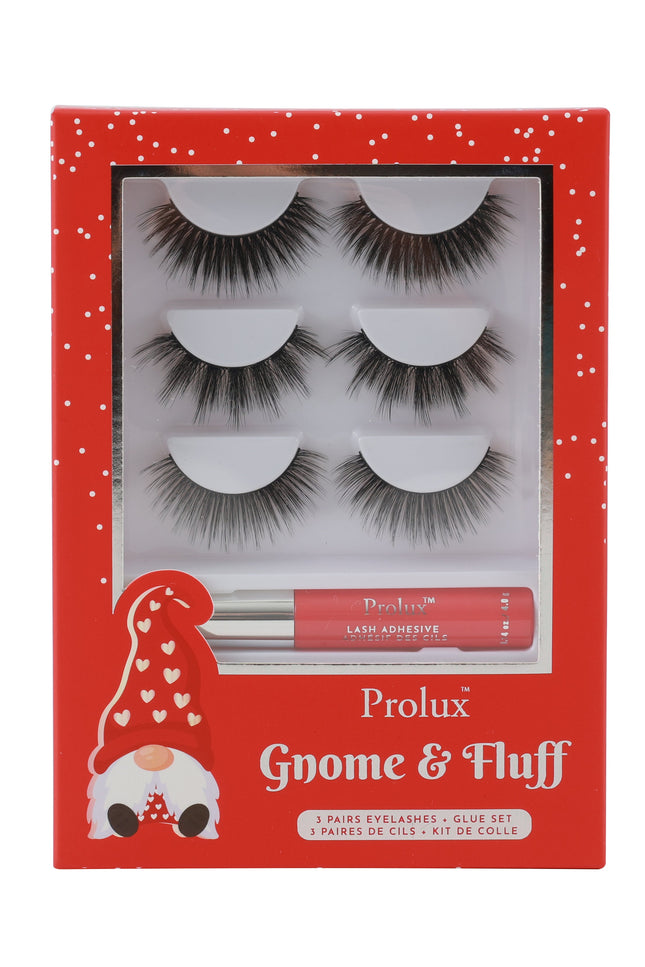 Prolux Cosmetics - Gnome & Fluff: 3 Pairs Eyelashes & Glue Set