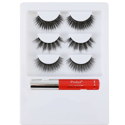 Prolux Cosmetics - Gnome & Fluff: 3 Pairs Eyelashes & Glue Set