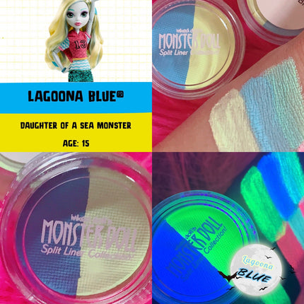 Inked Doll Cosmetics - (HUGE!) Monster Doll LAGOONA BLUE *UV Neon Pastel* SPLIT LINER/ FACE BODY PAINT