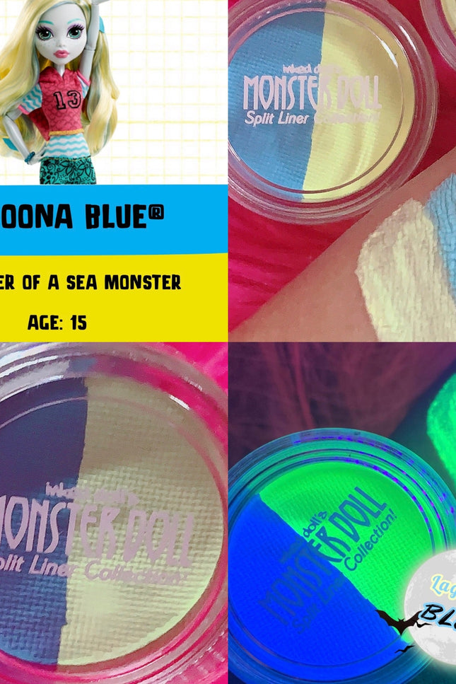 Inked Doll Cosmetics - (HUGE!) Monster Doll LAGOONA BLUE *UV Neon Pastel* SPLIT LINER/ FACE BODY PAINT