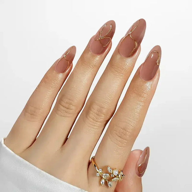 Nail Pop Studio - Radiant Gold Almond Nails - Press On Nails