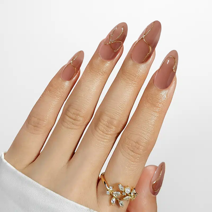 Nail Pop Studio - Radiant Gold Almond Nails - Press On Nails