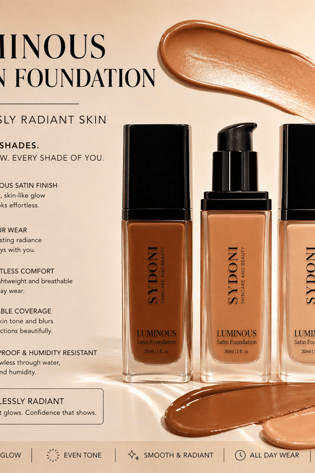 Sydoni - LUMINOUS SATIN FOUNDATION 30ml 1 fl. oz (16 Shades)