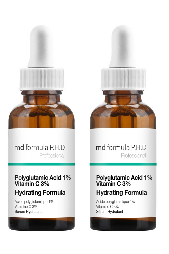 skinChemists US - MD Formula Hydrating Serum Polyglutamic Acid 1%, Vitamin C 3% 30ml Twin Value Savings Pack