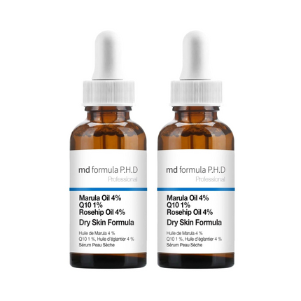 skinChemists US - MD Formula Dry Skin Serum Marulua Oil 4%, Q10 1%, Rosehip Oil 4% 30ml Twin Value Savings Pack
