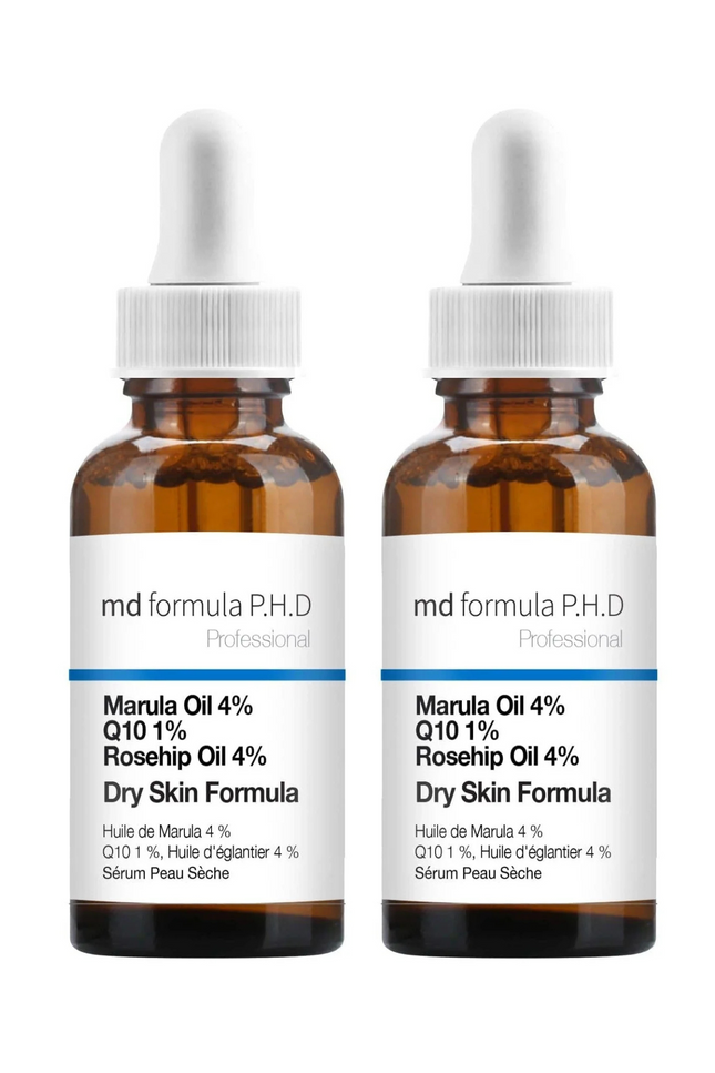 skinChemists US - MD Formula Dry Skin Serum Marulua Oil 4%, Q10 1%, Rosehip Oil 4% 30ml Twin Value Savings Pack