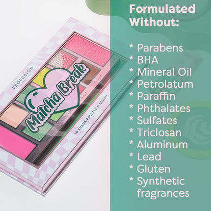 Profusion Cosmetics - Matcha Break 10 Shade Palette & Brush
