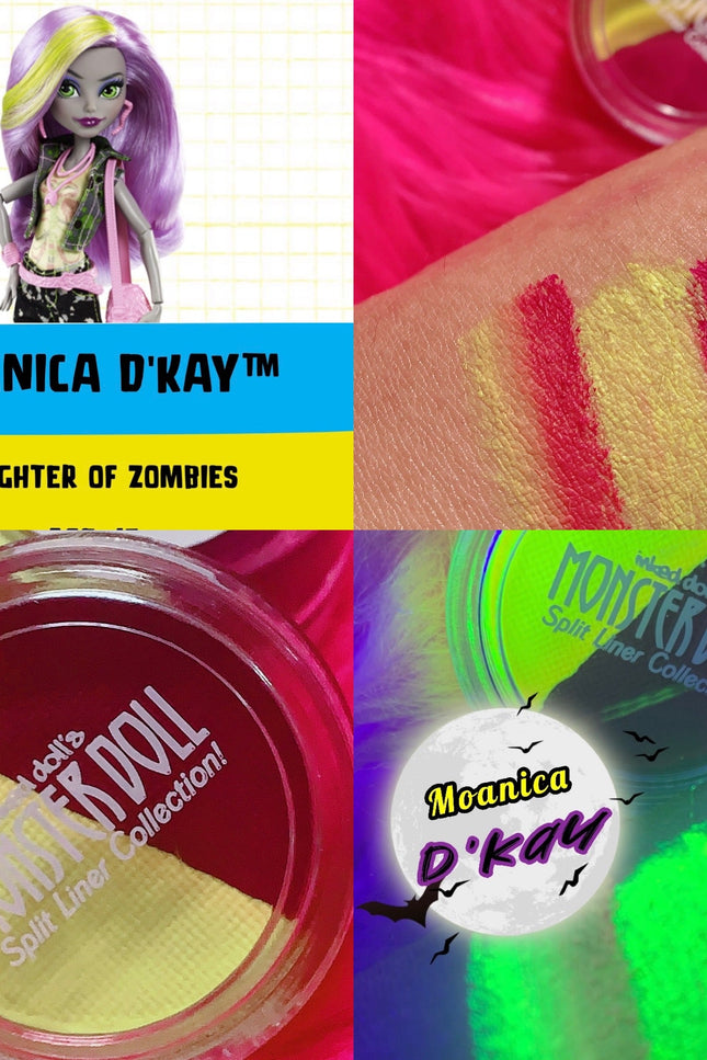 Inked Doll Cosmetics - (HUGE!) Monster Doll MOANICA D'KAY *UV Neon Pastel* SPLIT LINER/FACE/BODY PAINT