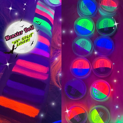 Inked Doll Cosmetics - (HUGE!) Monster Doll PURRSEPHONE & MEOWLODY *UV Neon Pastel* SPLIT LINER/FACE/BODY PAINT