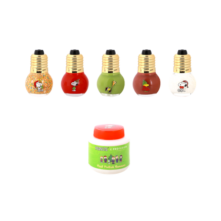 Profusion Cosmetics - Peanuts Holiday | Sparkling With Joy 5 PC Nail Polish Set & Nail Polish Remover