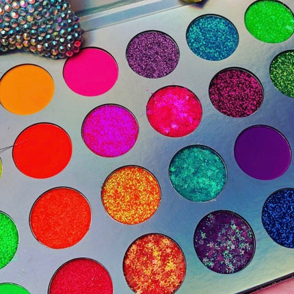 Inked Doll Cosmetics - NEON LIGHTS (24PC) *BLACKLIGHT!* Pigment/Glitter Pallete!