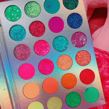 Inked Doll Cosmetics - NEON LIGHTS (24PC) *BLACKLIGHT!* Pigment/Glitter Pallete!