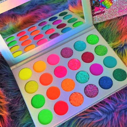 Inked Doll Cosmetics - NEON LIGHTS (24PC) *BLACKLIGHT!* Pigment/Glitter Pallete!