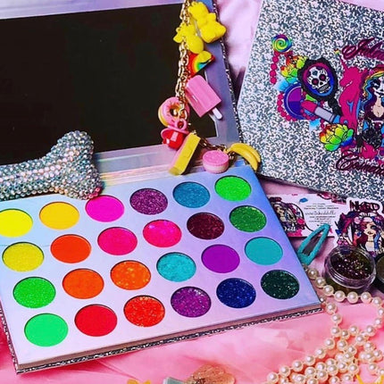 Inked Doll Cosmetics - NEON LIGHTS (24PC) *BLACKLIGHT!* Pigment/Glitter Pallete!