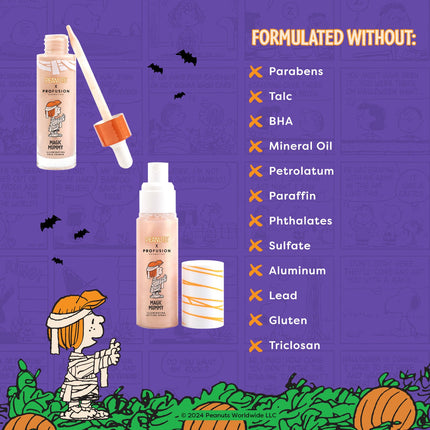 Profusion Cosmetics - Peanuts Halloween | Magic Mummy Illuminating Face Primer & Setting Spray Set