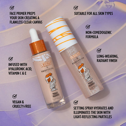 Profusion Cosmetics - Peanuts Halloween | Magic Mummy Illuminating Face Primer & Setting Spray Set