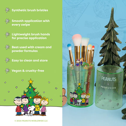Profusion Cosmetics - Peanuts Holiday | Merry & Bright Brush Set with Case