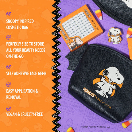 Profusion Cosmetics - Peanuts Halloween | Count Snoopy Cosmetic Bag Set with Gems