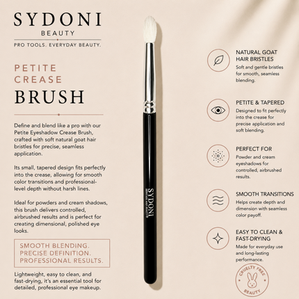 Sydoni - PETITE EYESHADOW CREASE BRUSH (GOAT HAIR)