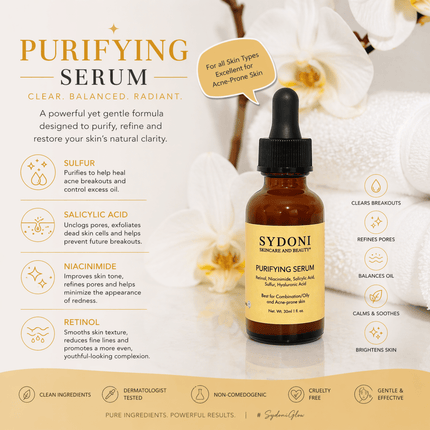 Sydoni - PURIFYING SERUM with SULFUR, NIACINIMIDE and RETINOL 30 ml/ 1fl. oz.