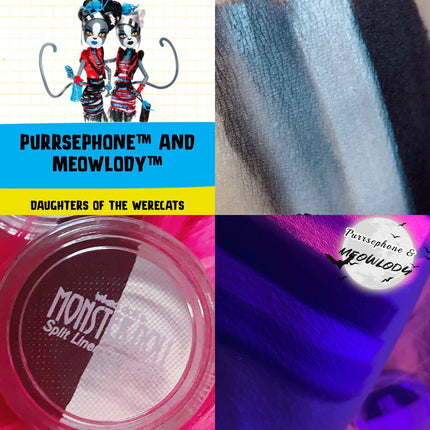 Inked Doll Cosmetics - (HUGE!) Monster Doll PURRSEPHONE & MEOWLODY *UV Neon Pastel* SPLIT LINER/FACE/BODY PAINT