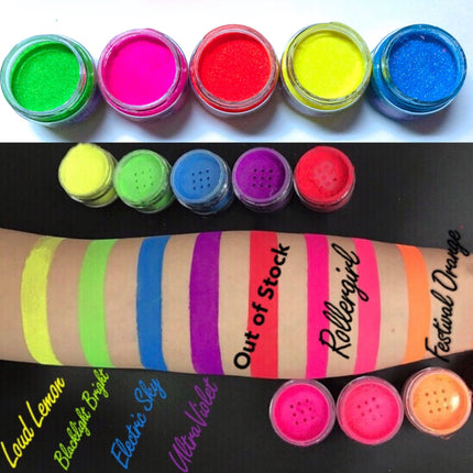 Inked Doll Cosmetics - LOUD LEMON "Rave Lites" (BLACKLITE UV REACTIVE POWDERS)