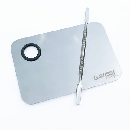Gavissi Beauty - MIXING TRAY AND SPATULA KIT - RECTANGULAR SILVER