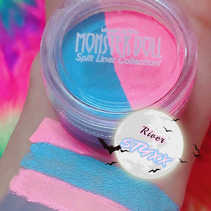 Inked Doll Cosmetics - (HUGE!) Monster Doll RIVER STYXX *UV Neon Pastel* SPLIT LINER/FACE/BODY PAINT