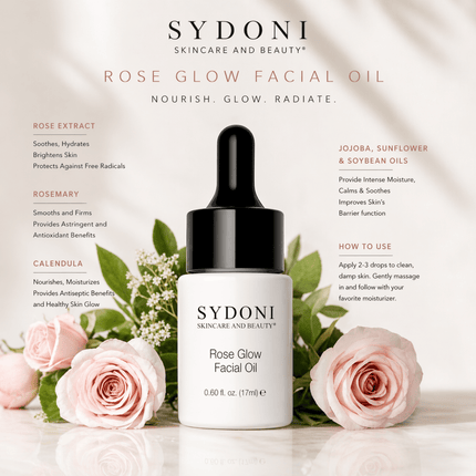 Sydoni - ROSE GLOW FACIAL OIL 0.60 FL.OZ with ROSE EXTRACT and CALENDULA