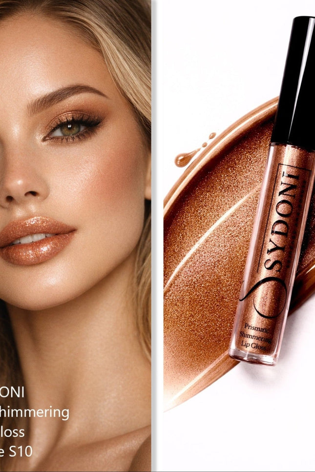 Sydoni - SHADE S10 PRISMATIC SHIMMERING LIPGLOSS - Warm Brown with Gold and Pink Shimmer