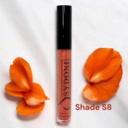 Sydoni -SHADE S8 PRISMATIC SHIMMERING LIPGLOSS - Bright Orange with Warm Golden Shimmer