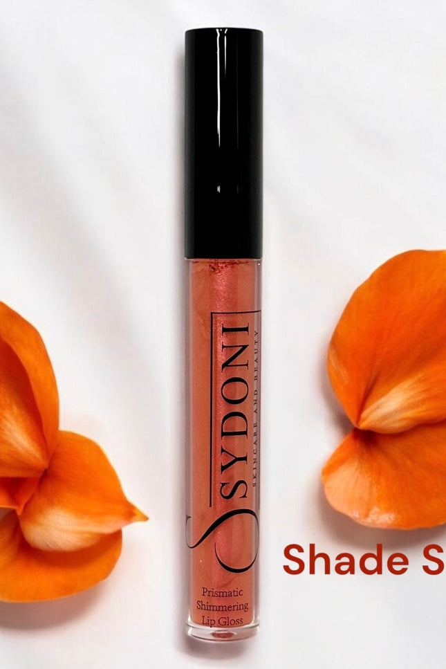 Sydoni -SHADE S8 PRISMATIC SHIMMERING LIPGLOSS - Bright Orange with Warm Golden Shimmer