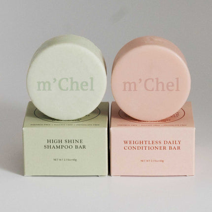 m'Chel Haircare - High Shine Shampoo + Weightless Daily Conditioner Bars Bundle