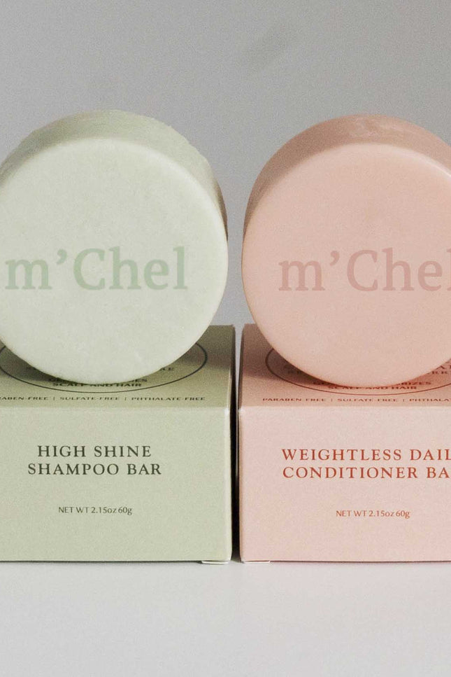 m'Chel Haircare - High Shine Shampoo + Weightless Daily Conditioner Bars Bundle