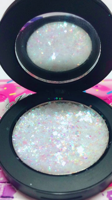 Inked Doll Cosmetics - "SNOWFLAKE !" Single Pressed Glitter Palette