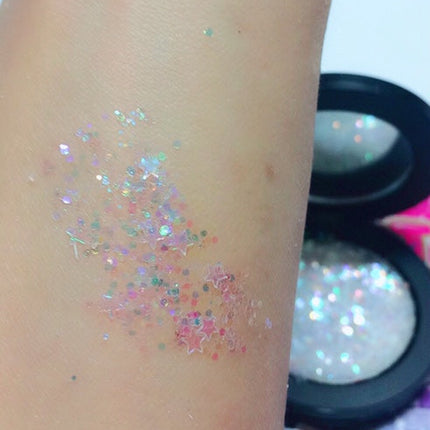 Inked Doll Cosmetics - "SNOWFLAKE !" Single Pressed Glitter Palette