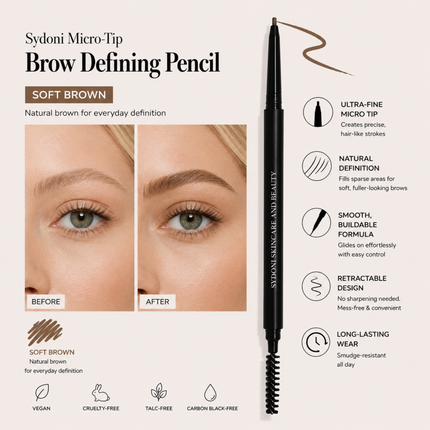 Sydoni - MOST LOVED! MICRO-TIP RETRACTABLE BROW PENCIL, WATERPROOF (6 Shades)