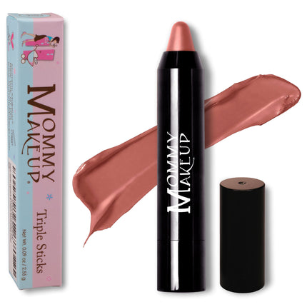 Mommy Makeup - Triple Sticks Lipstick, Cream Blush, and Treatment in Bare Babe