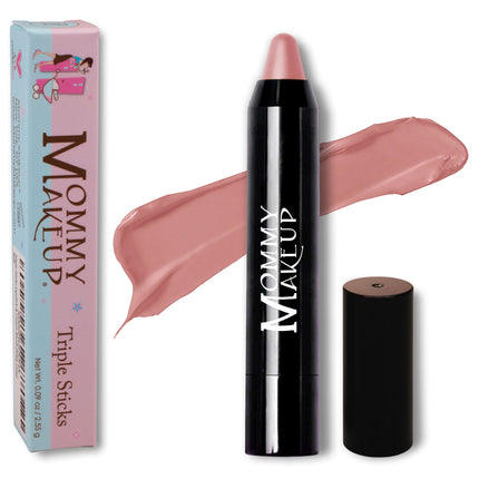 Mommy Makeup - Triple Sticks Lipstick, Cream Blush, and Treatment in Pink-a-boo
