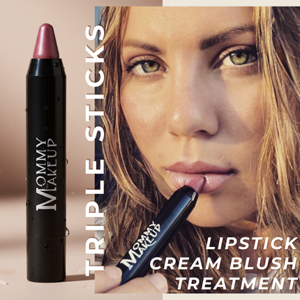 Mommy Makeup - Triple Sticks Lipstick, Cream Blush, and Treatment in Pink Daisy