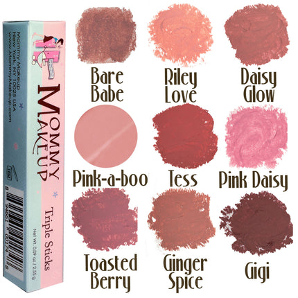 Mommy Makeup - Triple Sticks Lipstick, Cream Blush, and Treatment in Daisy Glow