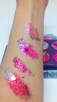 Inked Doll Cosmetics - "TRUE LOVE HEARTS" Pressed Glitter Quad!