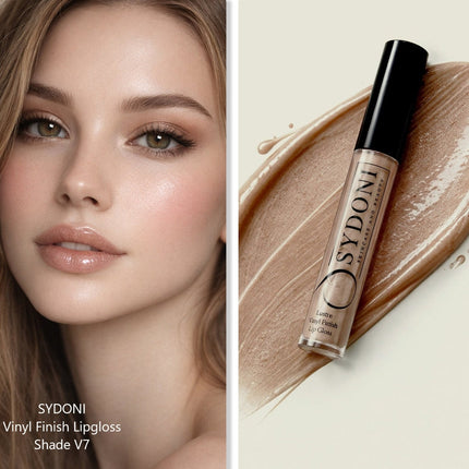 Sydoni - SHADE V7 LUSTRE VINYL FINISH LIPGLOSS - Sheer Light Brown with Golden Shimmer