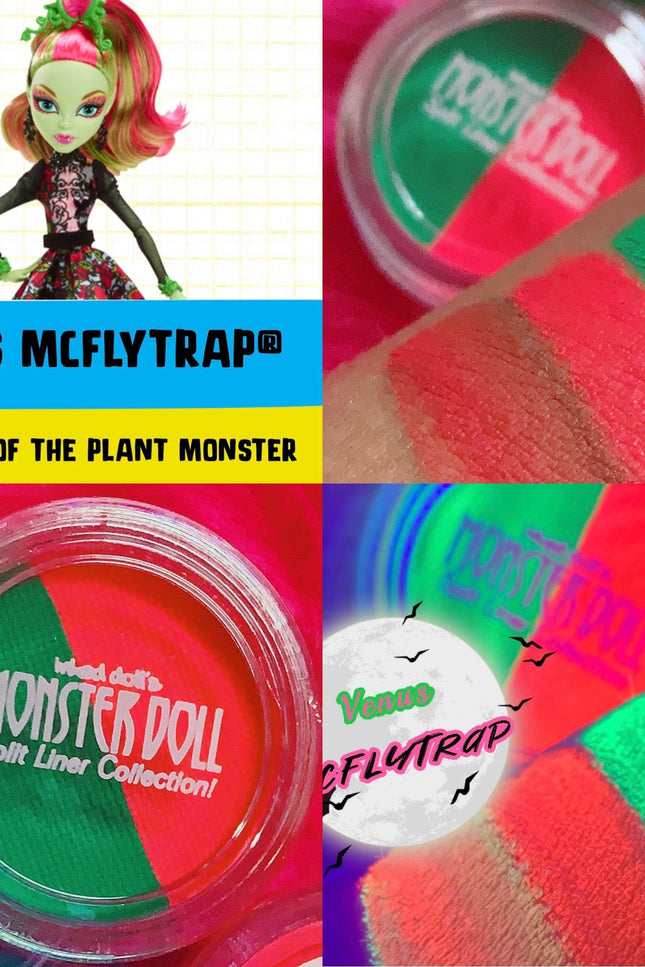 Inked Doll Cosmetics - (HUGE!) Monster Doll VENUS McFLYTRAP *UV Neon Pastel* SPLIT LINER/FACE/BODY PAINT